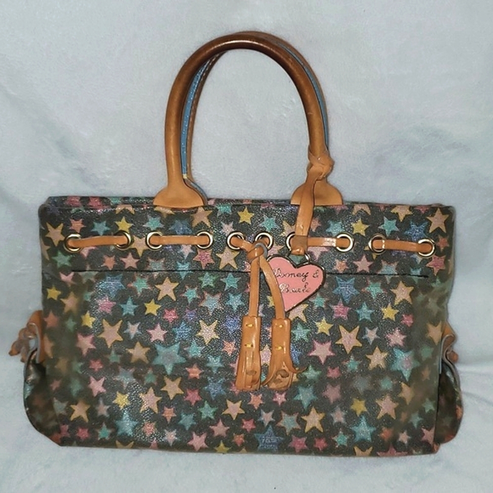 Dooney & Bourke Vintage Y2K Scribble Stars Satchel Bag Purse
